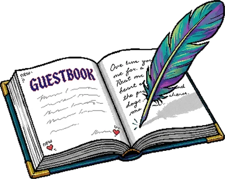 Libro de visitas abierto con una pluma